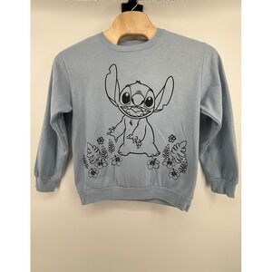 Disney Stitch Sweatshirt Kids XL 15 17 Blue Fleece Pullover Long Sleeve Top